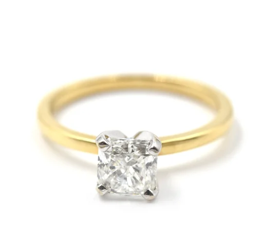GIA Certified Radiant Cut 1.02 Carat Diamond 18k Yellow Gold Solitaire Engagement Ring