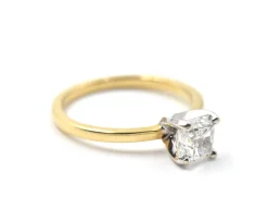 GIA Certified Radiant Cut 1.02 Carat Diamond 18k Yellow Gold Solitaire Engagement Ring