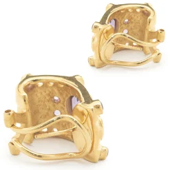 Gold Plated Sterling Silver Amethyst and White Topaz Earrings