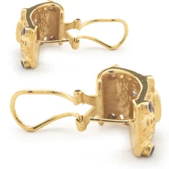 Gold Plated Sterling Silver Amethyst and White Topaz Earrings