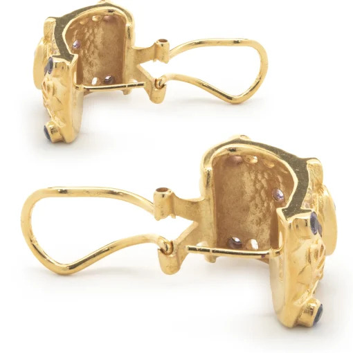 Gold Plated Sterling Silver Amethyst and White Topaz Earrings