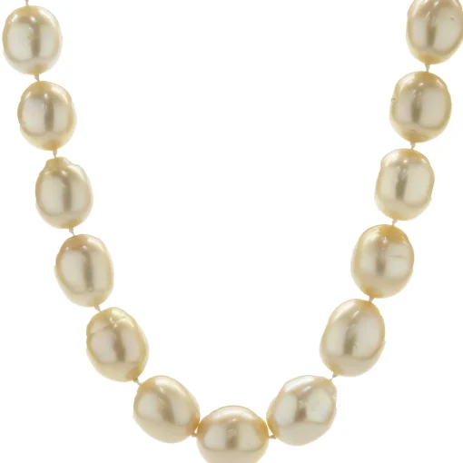 Golden Pearl Necklace with 14 Karat Yellow Gold Ball Clasp