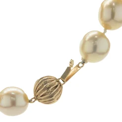 Golden Pearl Necklace with 14 Karat Yellow Gold Ball Clasp