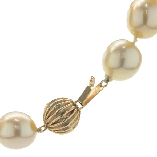 Golden Pearl Necklace with 14 Karat Yellow Gold Ball Clasp