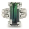 Green Tourmaline and Diamond Cocktail Ring