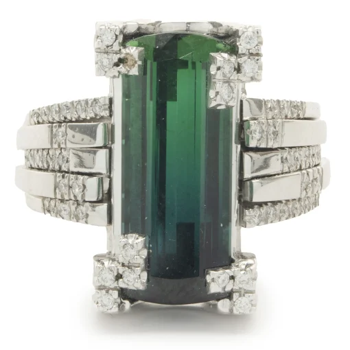 Green Tourmaline and Diamond Cocktail Ring