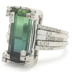 Green Tourmaline and Diamond Cocktail Ring