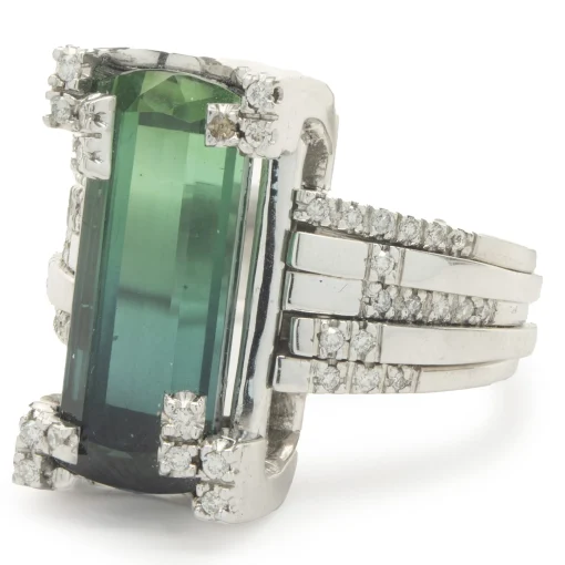 Green Tourmaline and Diamond Cocktail Ring