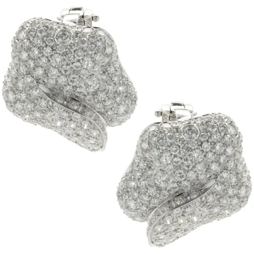 Hans Krieger 18 Karat White Gold Pave Diamond Wrap Earrings