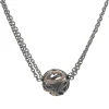 Hera Sterling Silver and 18 Karat Rose Gold Station Necklace with Diamond Leaf Ball