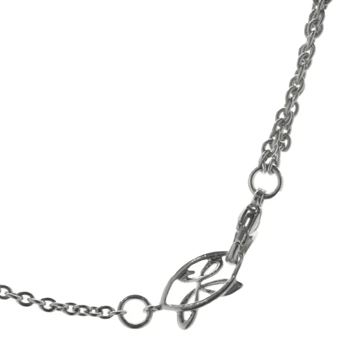 Hera Sterling Silver and 18 Karat Rose Gold Station Necklace with Diamond Leaf Ball