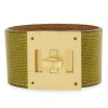 Hermes Kelly Dog Yellow Leather with Gold Plated Buckle Bracelet