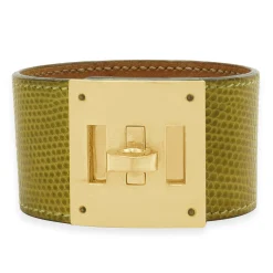 Hermes Kelly Dog Yellow Leather with Gold Plated Buckle Bracelet