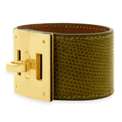 Hermes Kelly Dog Yellow Leather with Gold Plated Buckle Bracelet