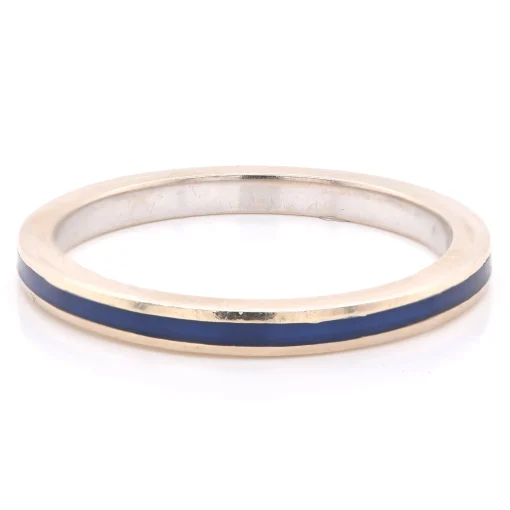 Hidalgo 18k White Gold Blue Enamel Band
