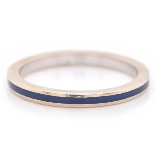 Hidalgo 18k White Gold Blue Enamel Band