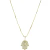 Ice Box 14 Karat Yellow Gold Pave Diamond Hamsa Necklace
