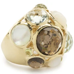 Ippolita 18 Karat Yellow Gold Bezel Set Multi Gemstone Dome Ring