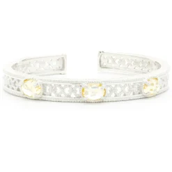 Judith Ripka Sterling Silver Lemon Quartz Cuff Bracelet