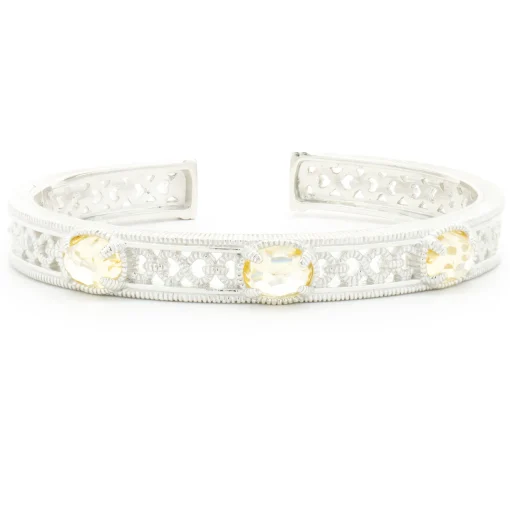 Judith Ripka Sterling Silver Lemon Quartz Cuff Bracelet