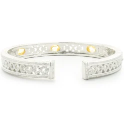 Judith Ripka Sterling Silver Lemon Quartz Cuff Bracelet
