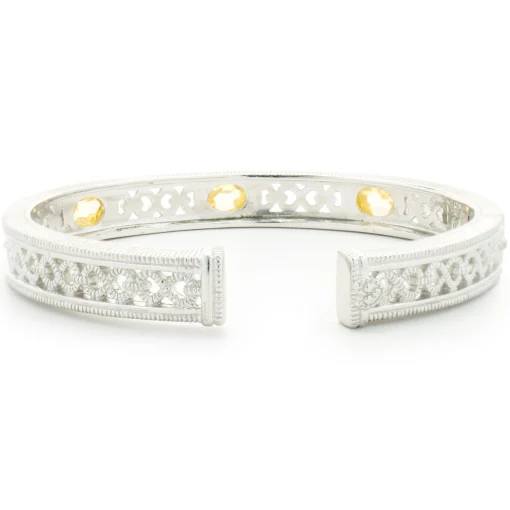 Judith Ripka Sterling Silver Lemon Quartz Cuff Bracelet