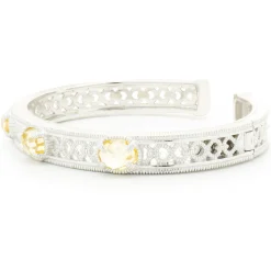 Judith Ripka Sterling Silver Lemon Quartz Cuff Bracelet