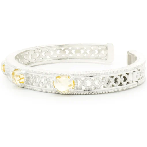Judith Ripka Sterling Silver Lemon Quartz Cuff Bracelet