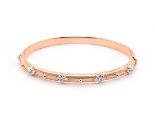 18k Rose and White Gold Diamond Bangle Bracelet