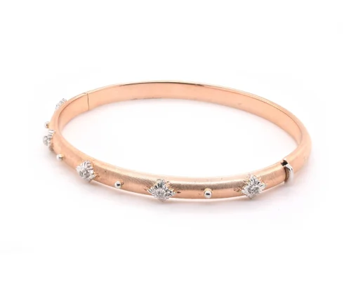 18k Rose and White Gold Diamond Bangle Bracelet