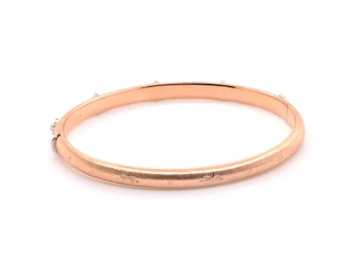 18k Rose and White Gold Diamond Bangle Bracelet