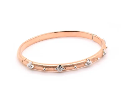 18k Rose and White Gold Diamond Bangle Bracelet