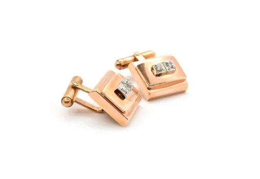 14k Rose Gold 0.18cttw Diamond Cufflinks, 19.40 Grams