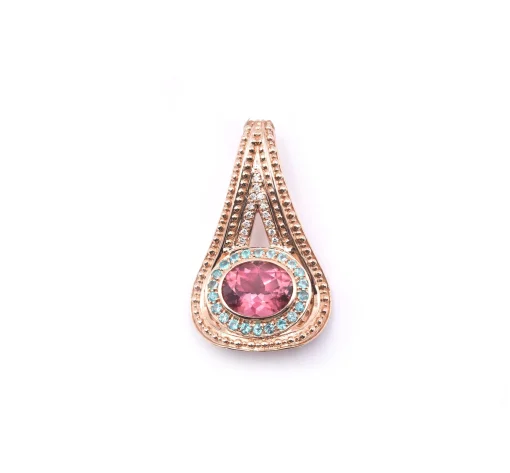 18k Rose Gold Tourmaline and Diamond Pendant