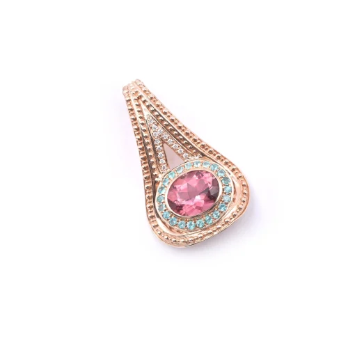 18k Rose Gold Tourmaline and Diamond Pendant