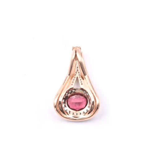 18k Rose Gold Tourmaline and Diamond Pendant
