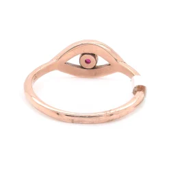 14k Rose Gold Yellow Diamond and Ruby Eye Ring