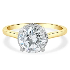 14k Two Tone Round Brilliant Cut Diamond Engagement Ring