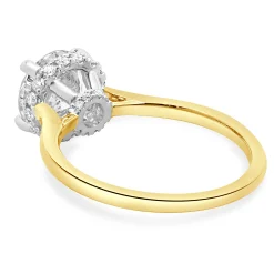 14k Two Tone Round Brilliant Cut Diamond Engagement Ring