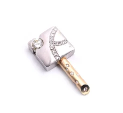 14k White and Yellow Gold Diamond Key Pendant