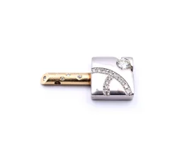 14k White and Yellow Gold Diamond Key Pendant