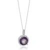 18K White Gold Amethyst Floating Diamond Halo Necklace