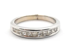 14k White Gold And Channel-Set Princess Diamond Band Ring 0.50cttw