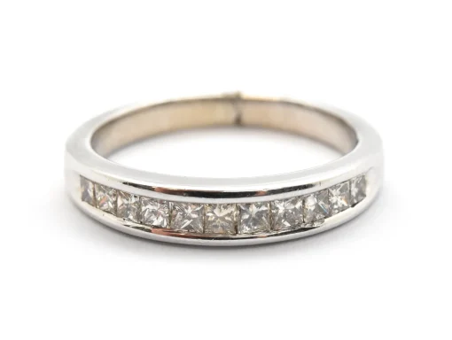 14k White Gold And Channel-Set Princess Diamond Band Ring 0.50cttw