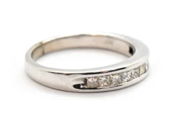 14k White Gold And Channel-Set Princess Diamond Band Ring 0.50cttw