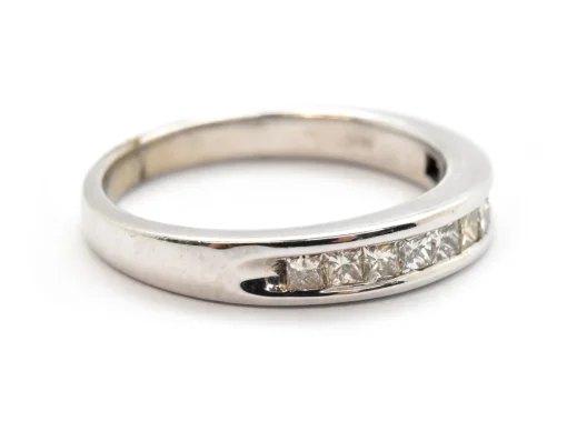 14k White Gold And Channel-Set Princess Diamond Band Ring 0.50cttw