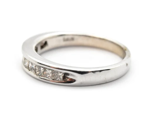 14k White Gold And Channel-Set Princess Diamond Band Ring 0.50cttw