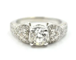14k White Gold and 0.91ct European Diamond Ring Size 6