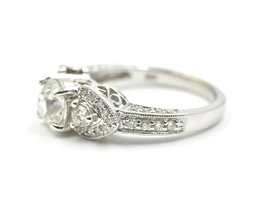 14k White Gold and 0.91ct European Diamond Ring Size 6