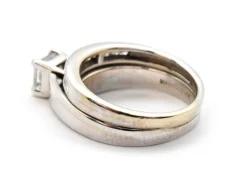 14k White Gold And 0.75ct Princess Diamond Wedding Set 0.55cttw